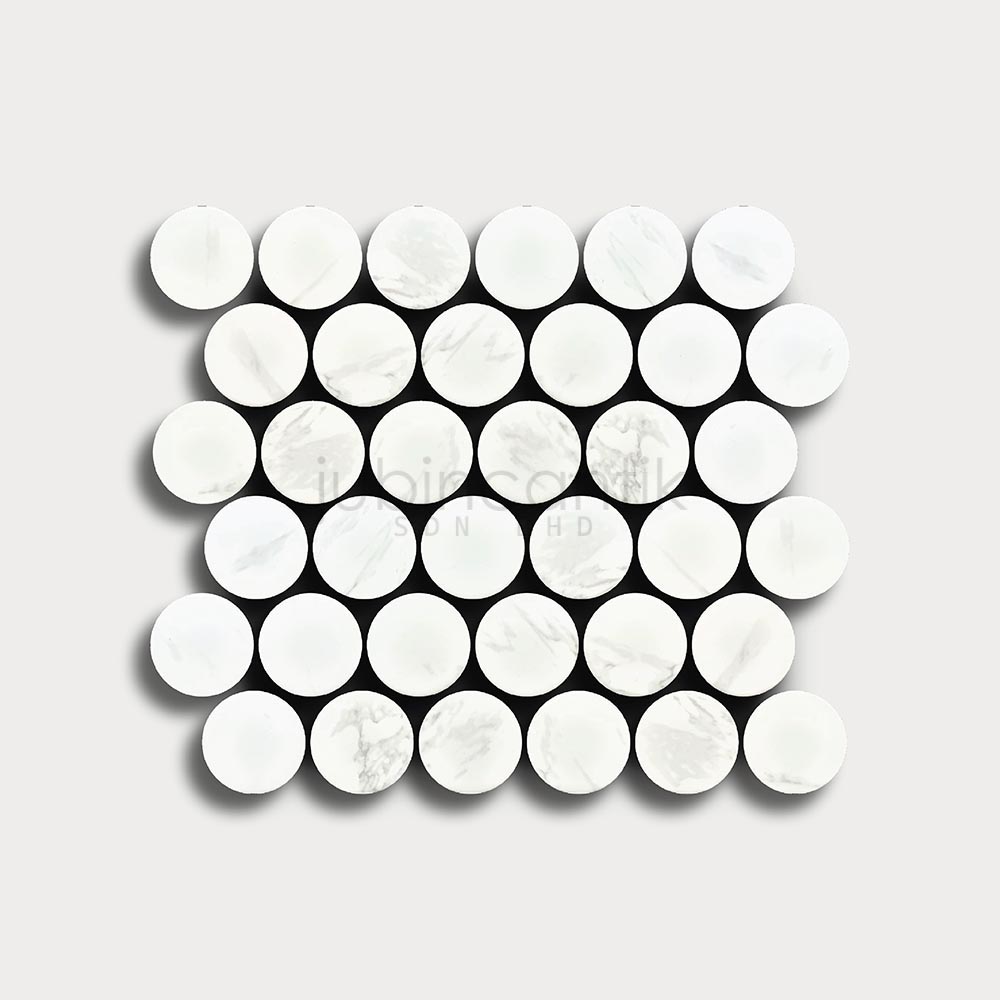 PENNY ROUND XXL CARRARA - MOSAIC